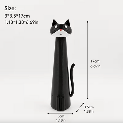 Hand Painted Cat Vase in Glazed Ceramic, 7.8 in, view 7