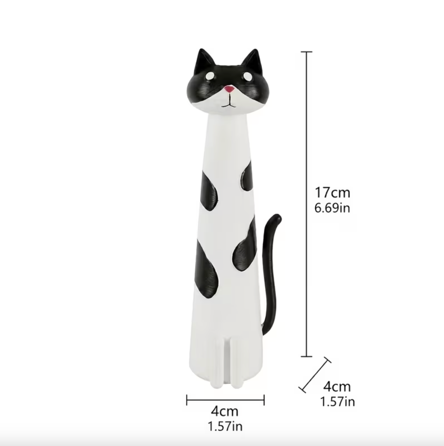 Hand Painted Cat Vase in Glazed Ceramic, 7.8 in, view 6