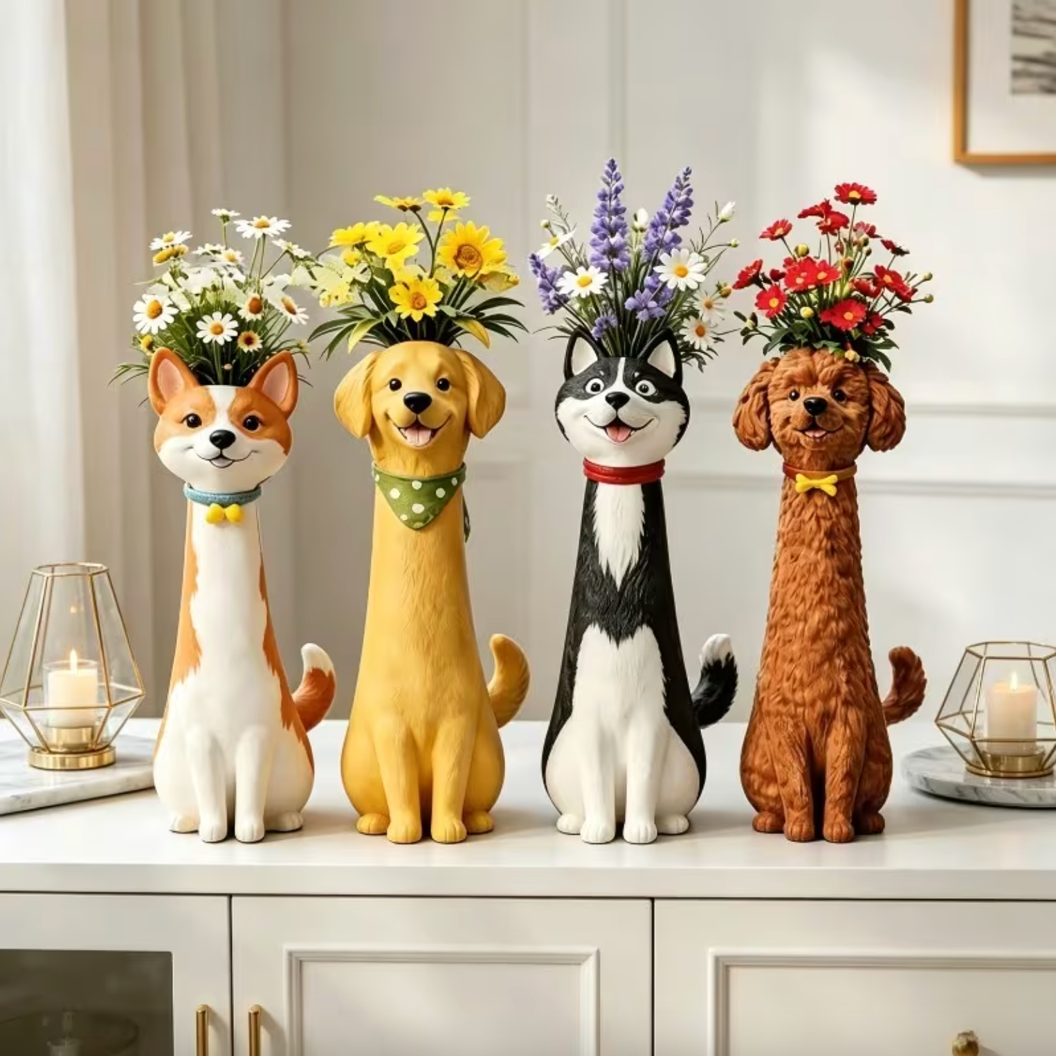 Hand Painted Dog Vase, Four Breeds or Full Set, view 6