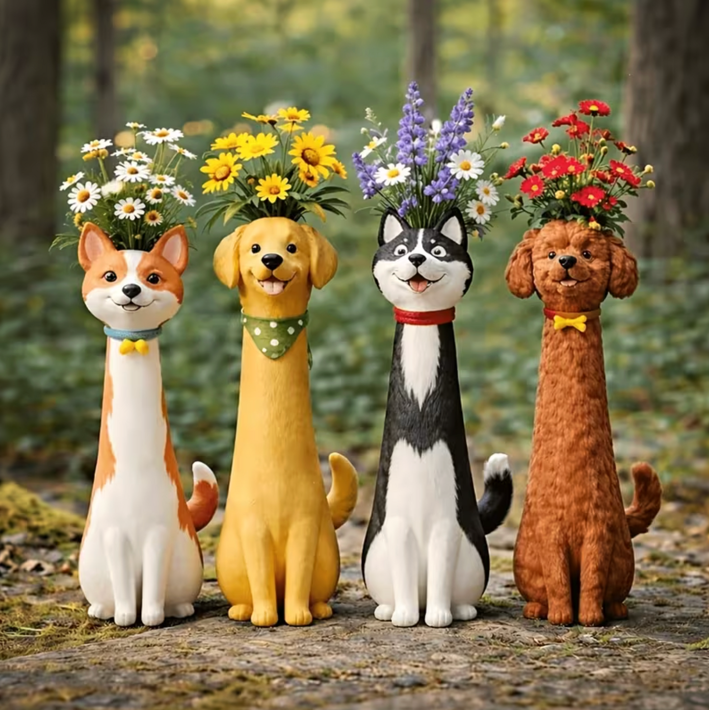 Hand Painted Dog Vase, Four Breeds or Full Set, view 7