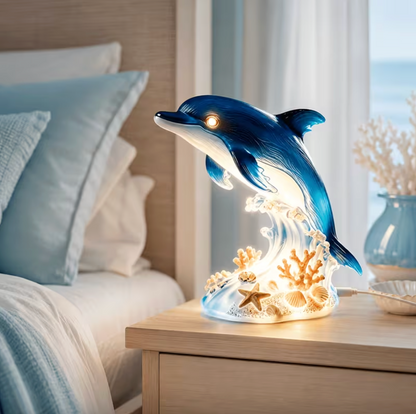 Dolphin and Wave LED Night Lamp, USB Powered, view 3