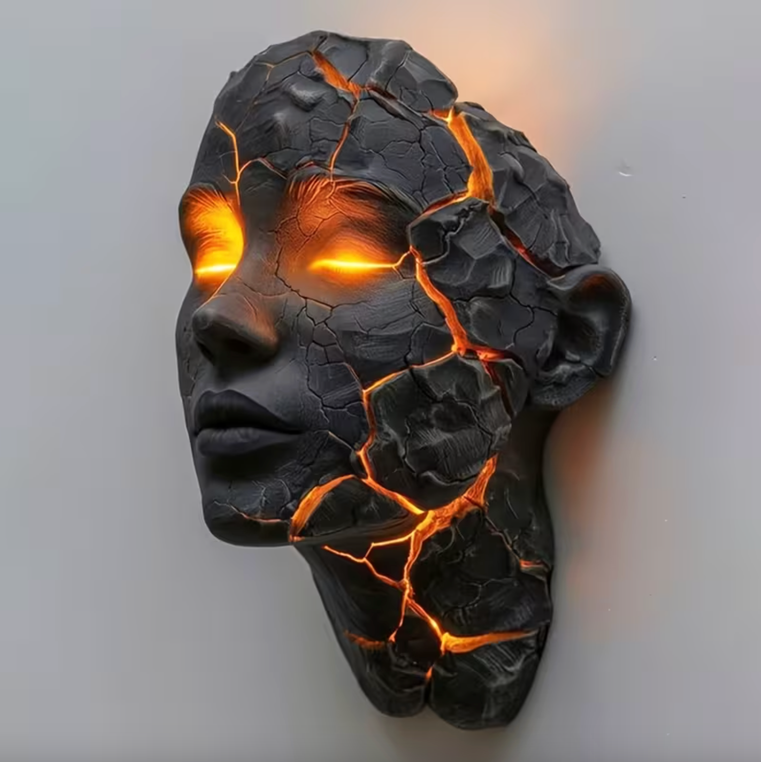 Cracked Lava Stone LED Wall Lamp, USB Powered
