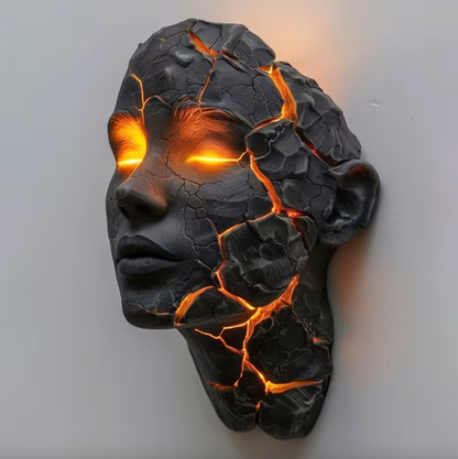 Cracked Lava Stone LED Wall Lamp, USB Powered