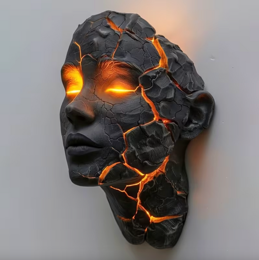 Cracked Lava Stone LED Wall Lamp, USB Powered