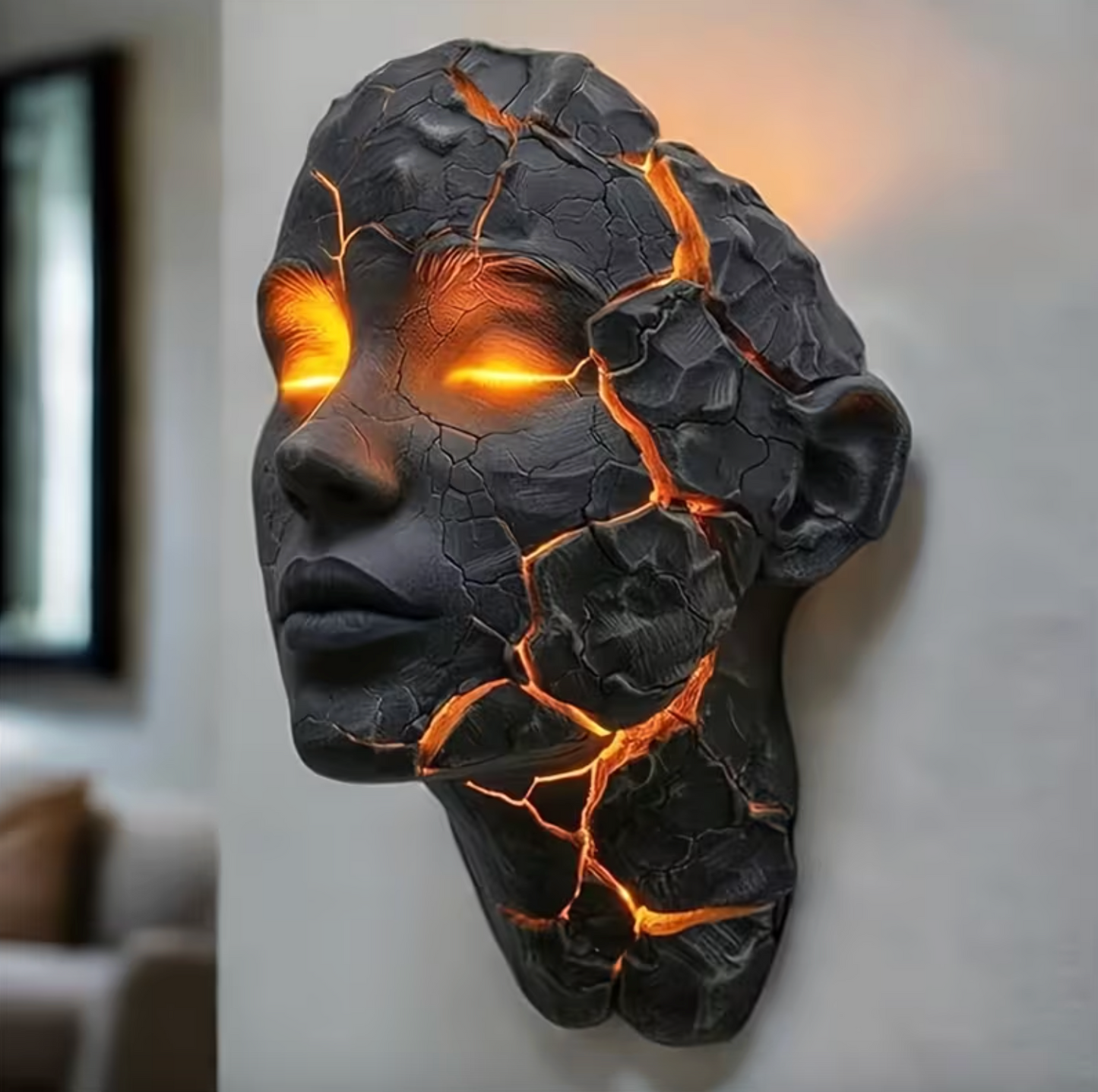 Cracked Lava Stone LED Wall Lamp, USB Powered, view 4