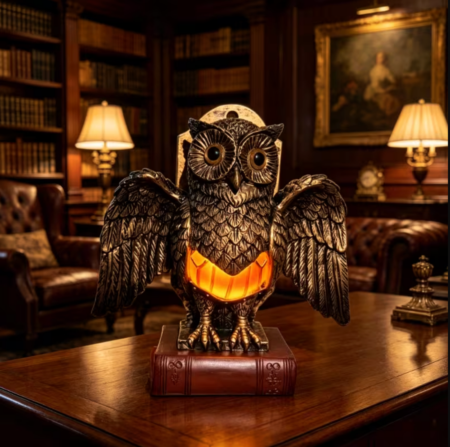 Owl Wall Lamp with Spread Wings and a Glowing Belly, view 4