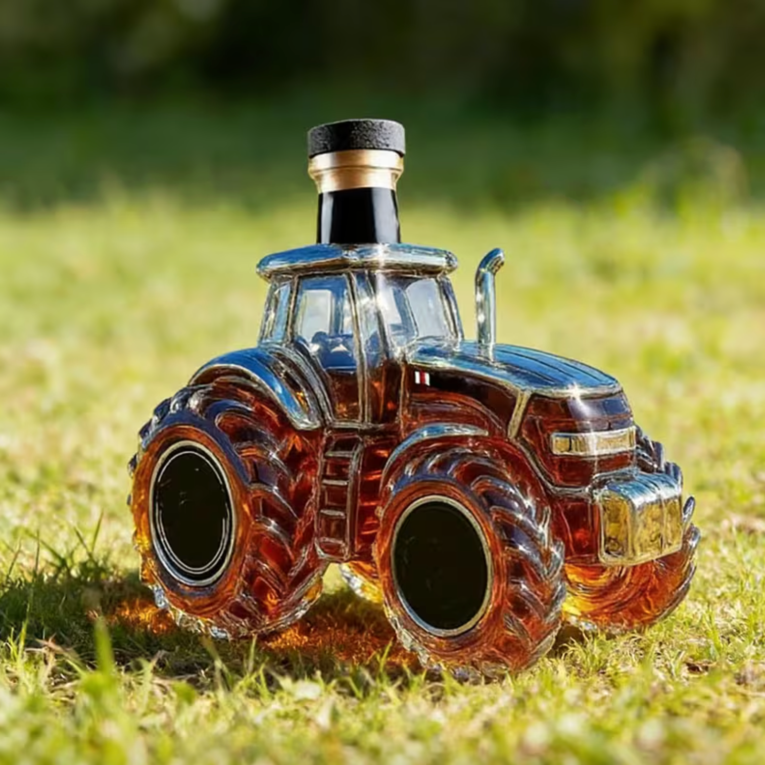 Tractor Shaped Glass Decanter with Stopper, view 4