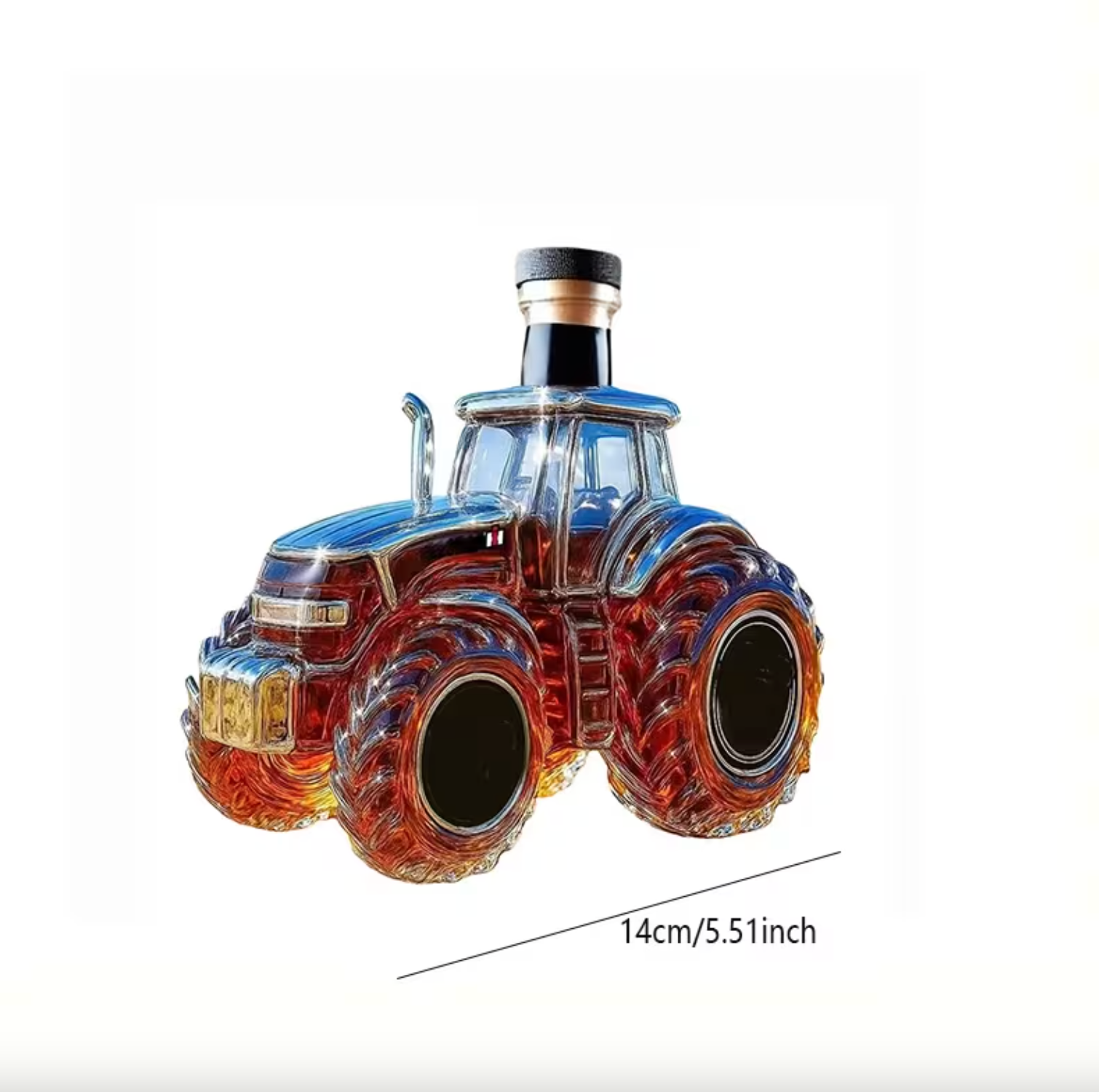 Tractor Shaped Glass Decanter with Stopper, view 5