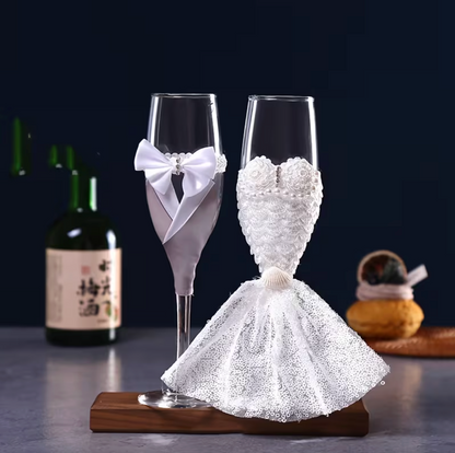 Bride and Groom Champagne Flute Set for Toasts, view 4