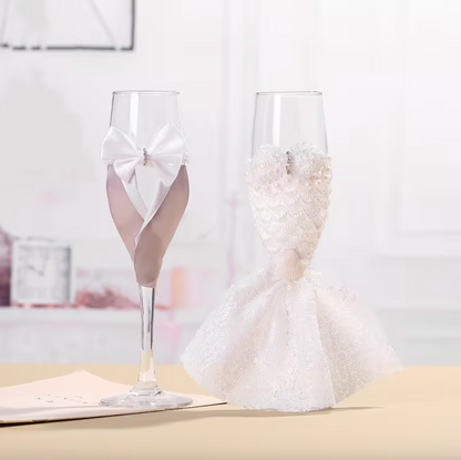 Bride and Groom Champagne Flute Set for Toasts, view 6