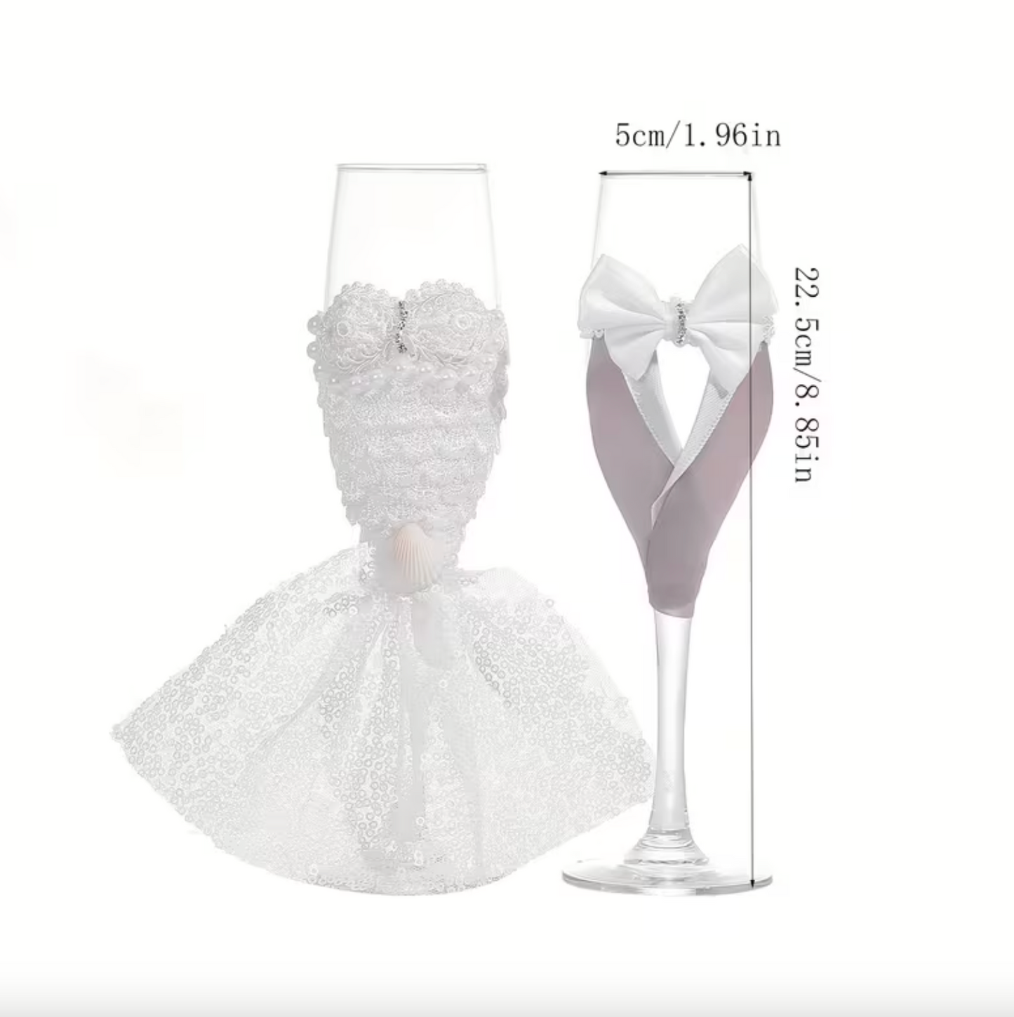 Bride and Groom Champagne Flute Set for Toasts, view 7