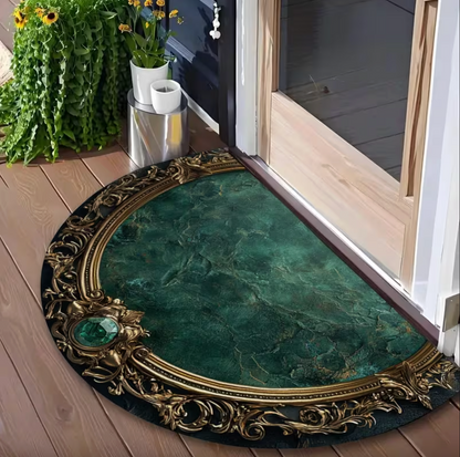 Semicircle Emerald and Gold Doormat, Two Sizes, view 3