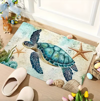 Sea Turtle Coastal Doormat with Non Slip Backing, view 2