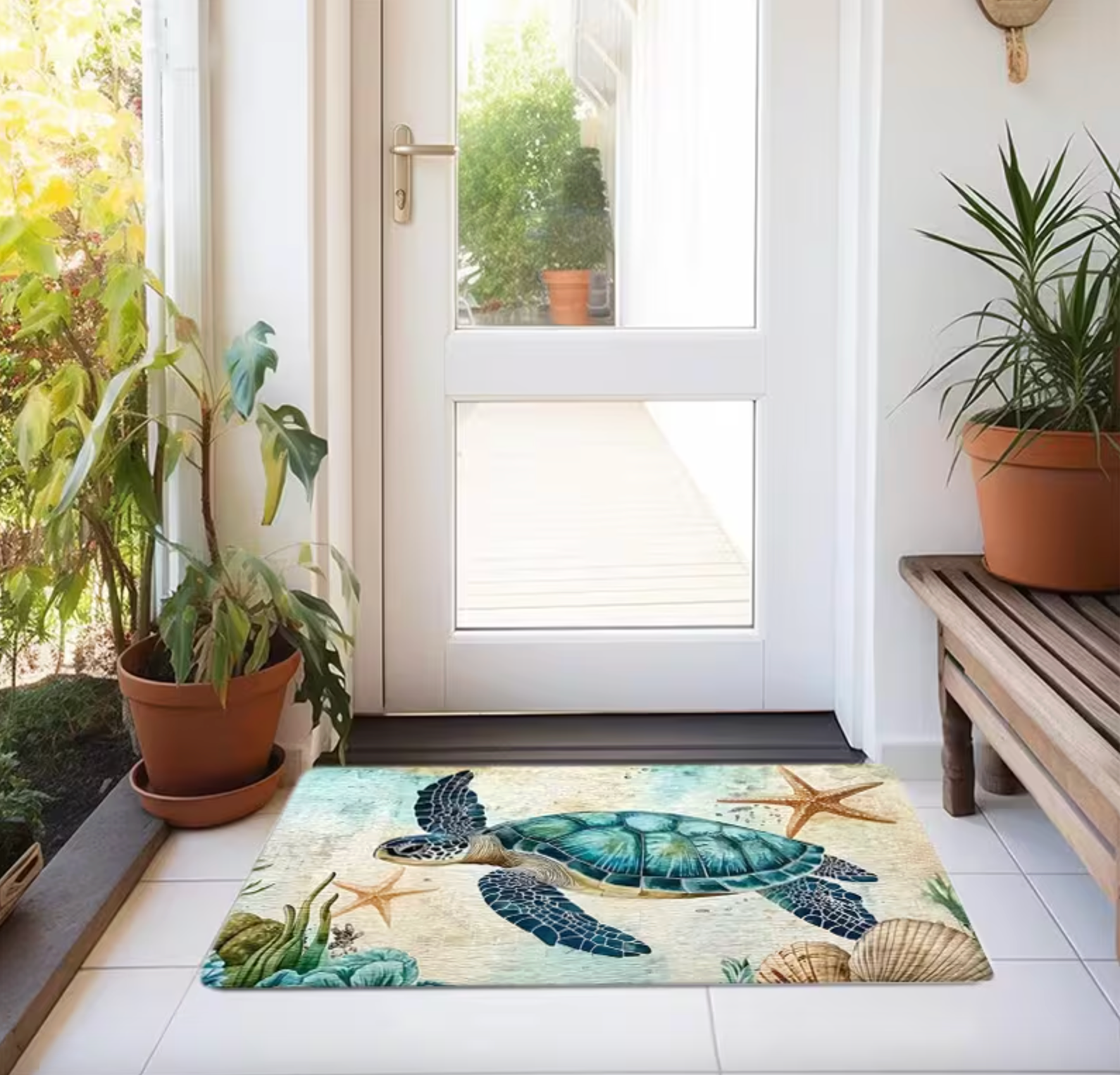 Sea Turtle Coastal Doormat with Non Slip Backing, view 5