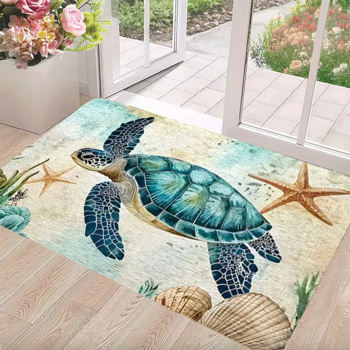 Sea Turtle Coastal Doormat with Non Slip Backing, view 4