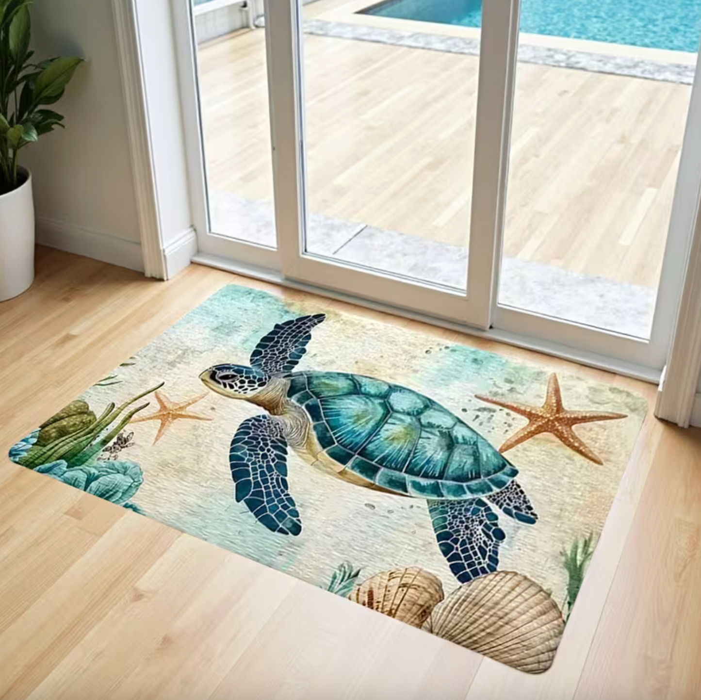Sea Turtle Coastal Doormat with Non Slip Backing, view 6
