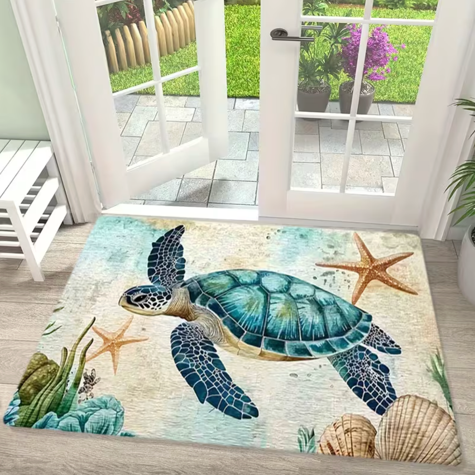 Sea Turtle Coastal Doormat with Non Slip Backing, view 3