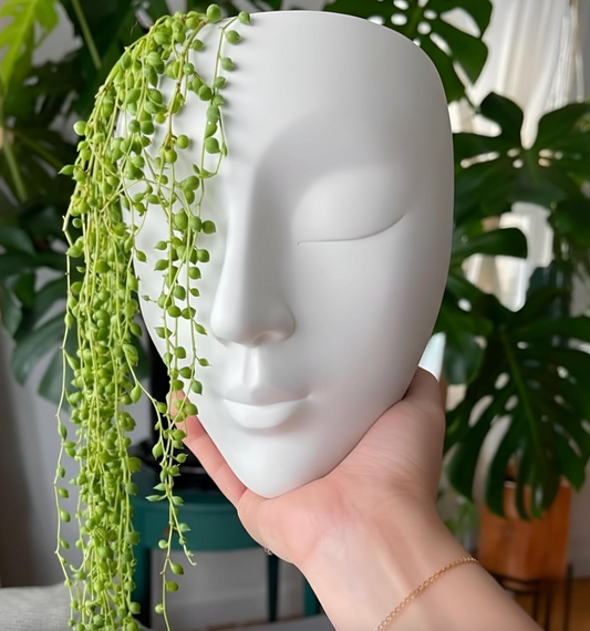 Ceramic Face Wall Planter in Matte Black or White, view 2