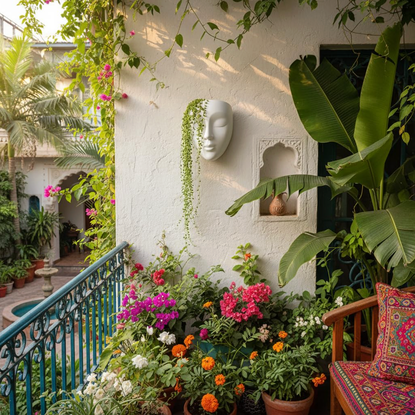 Ceramic Face Wall Planter in Matte Black or White, view 5