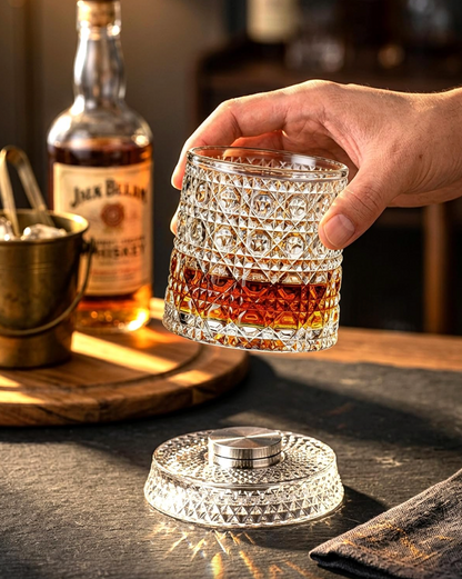 Cut Crystal Whiskey Glass on a Spinning Base, view 4