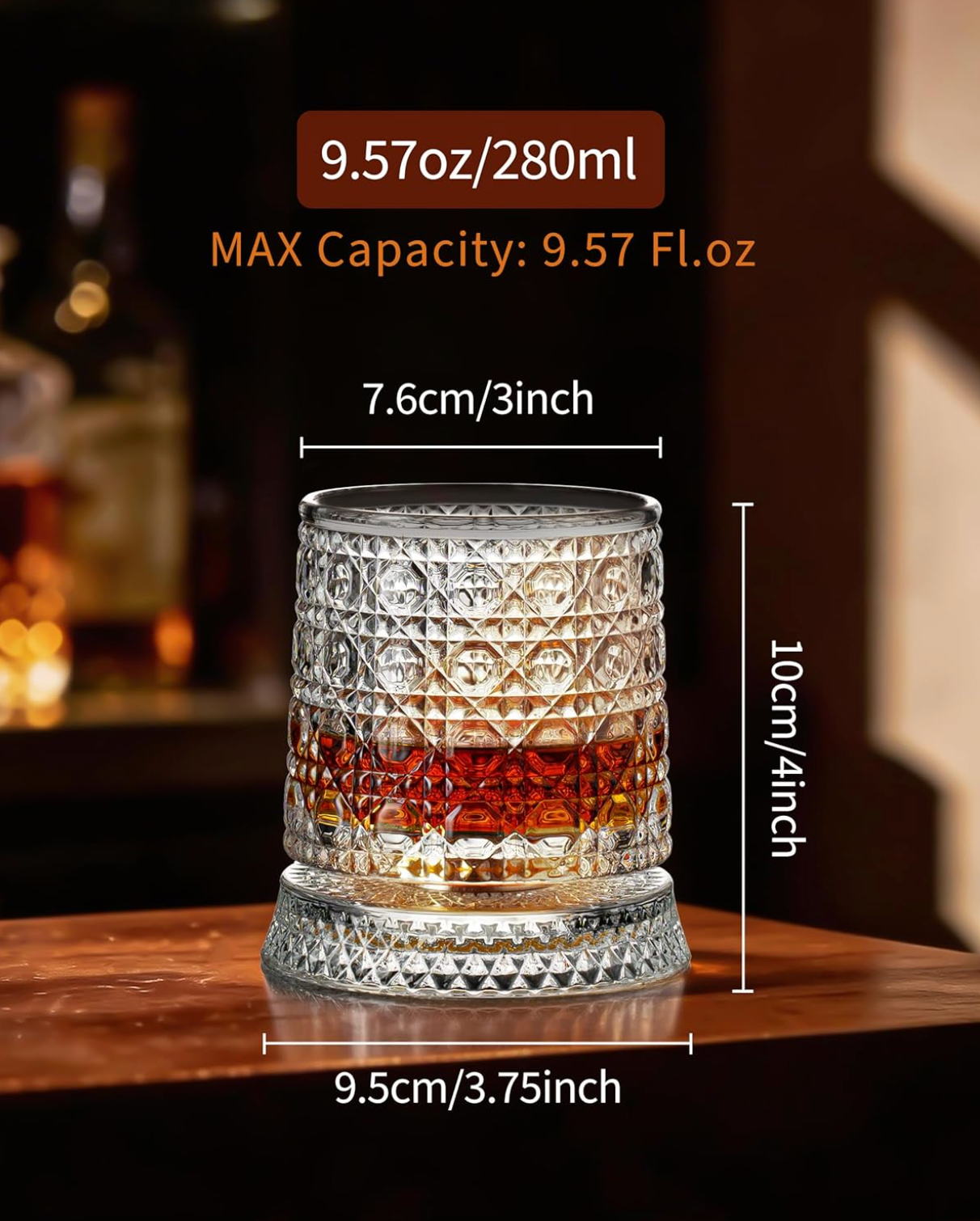 Cut Crystal Whiskey Glass on a Spinning Base, view 7