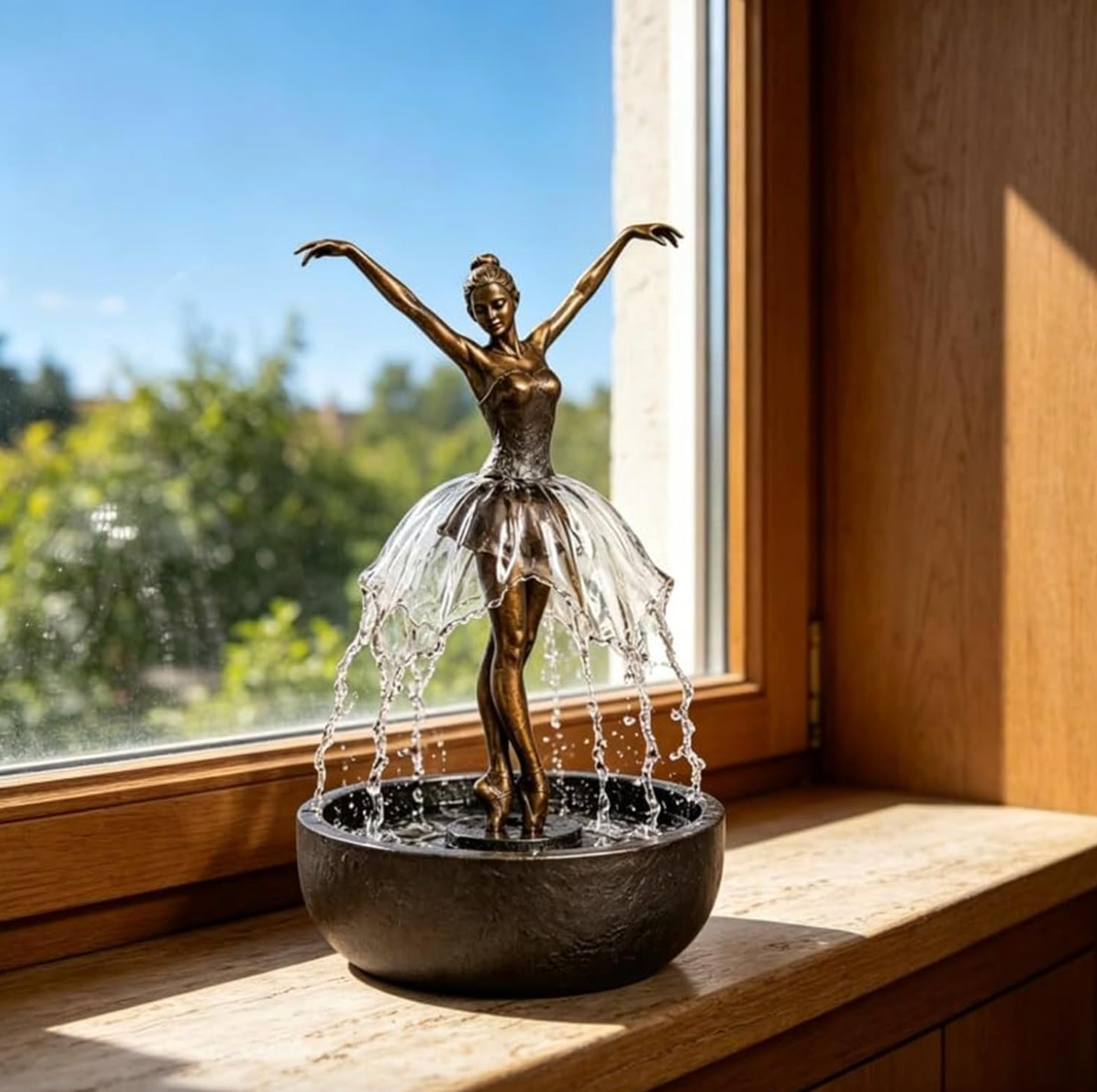 Ballerina Tabletop Water Fountain with Bluetooth Speaker, view 9