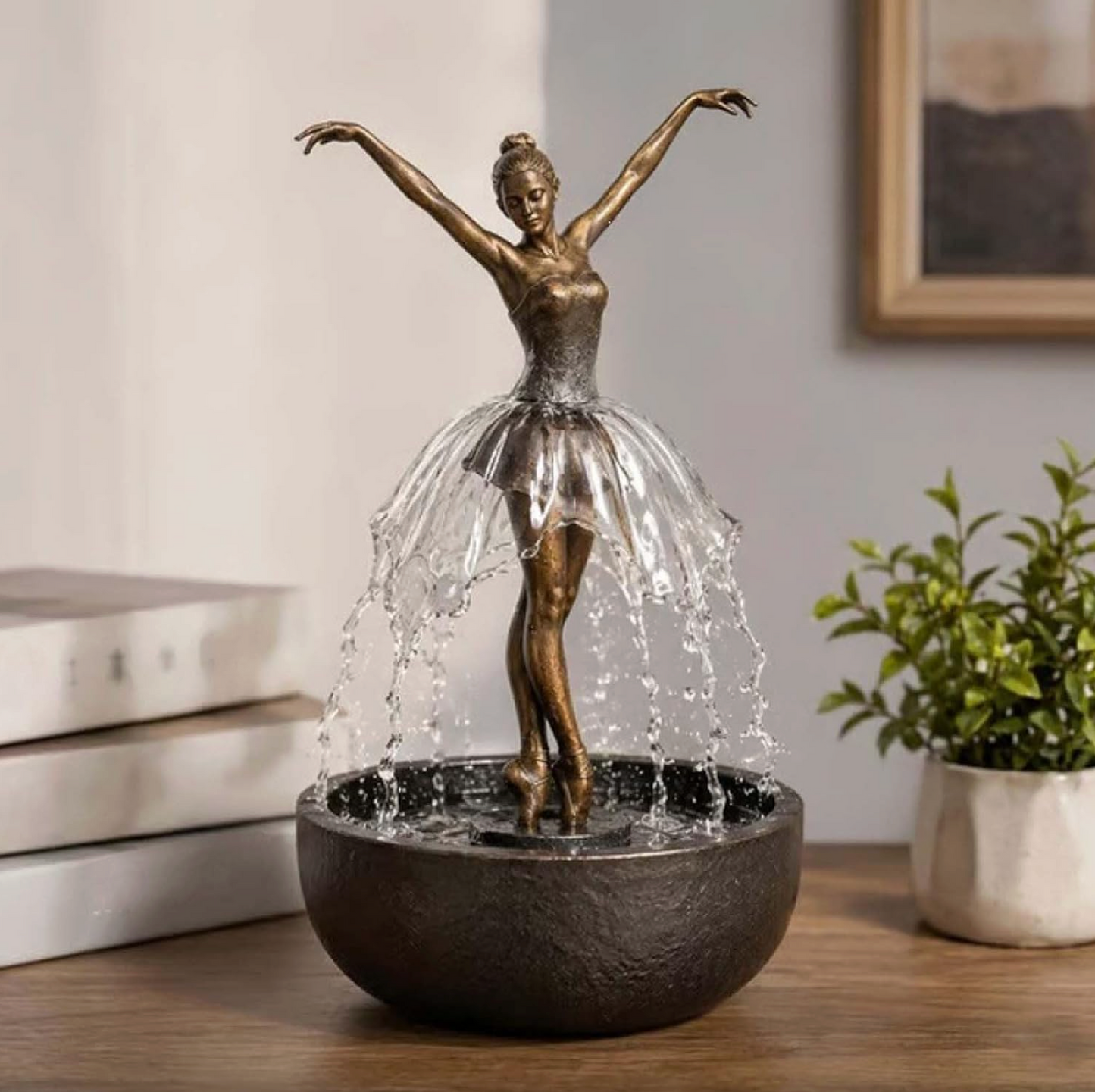 Ballerina Tabletop Water Fountain with Bluetooth Speaker, view 3