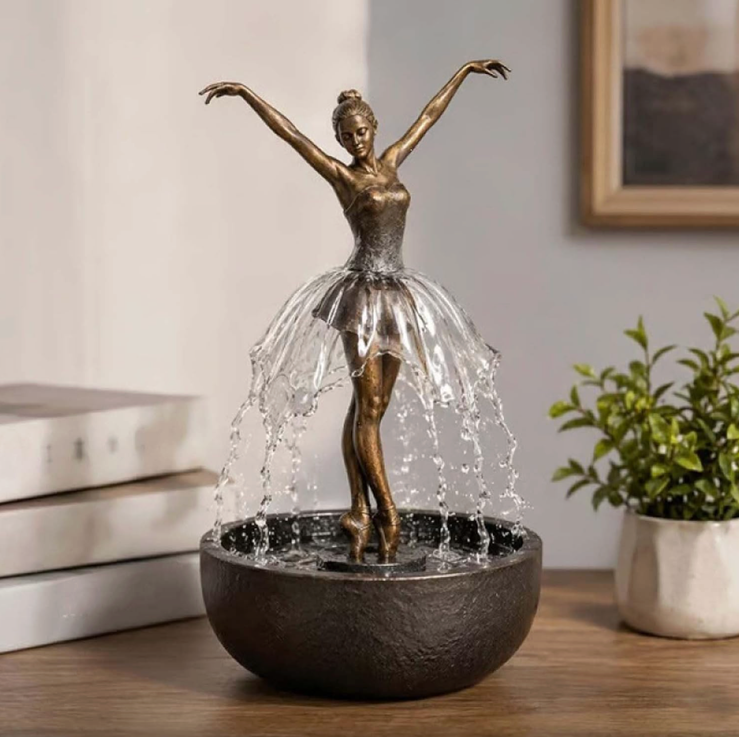 Ballerina Tabletop Water Fountain with Bluetooth Speaker, view 3