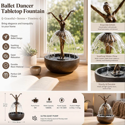 Ballerina Tabletop Water Fountain with Bluetooth Speaker, view 10