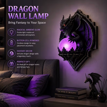 Cordless Dragon Wall Plaque Lamp with Lit Orb, view 5