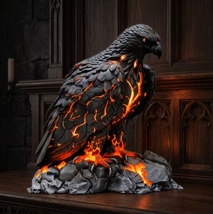 Eagle Sculpture Lamp in Resin with Amber Glow
