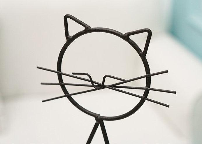 Iron Cat Stand with Heart Glass Propagation Vase, view 6