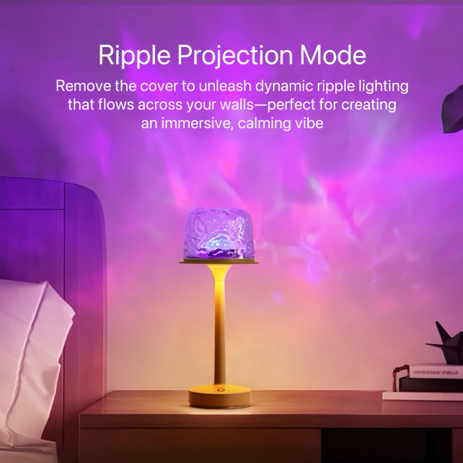 Cordless Water Ripple Projection Table Lamp, 16 Colors, view 6