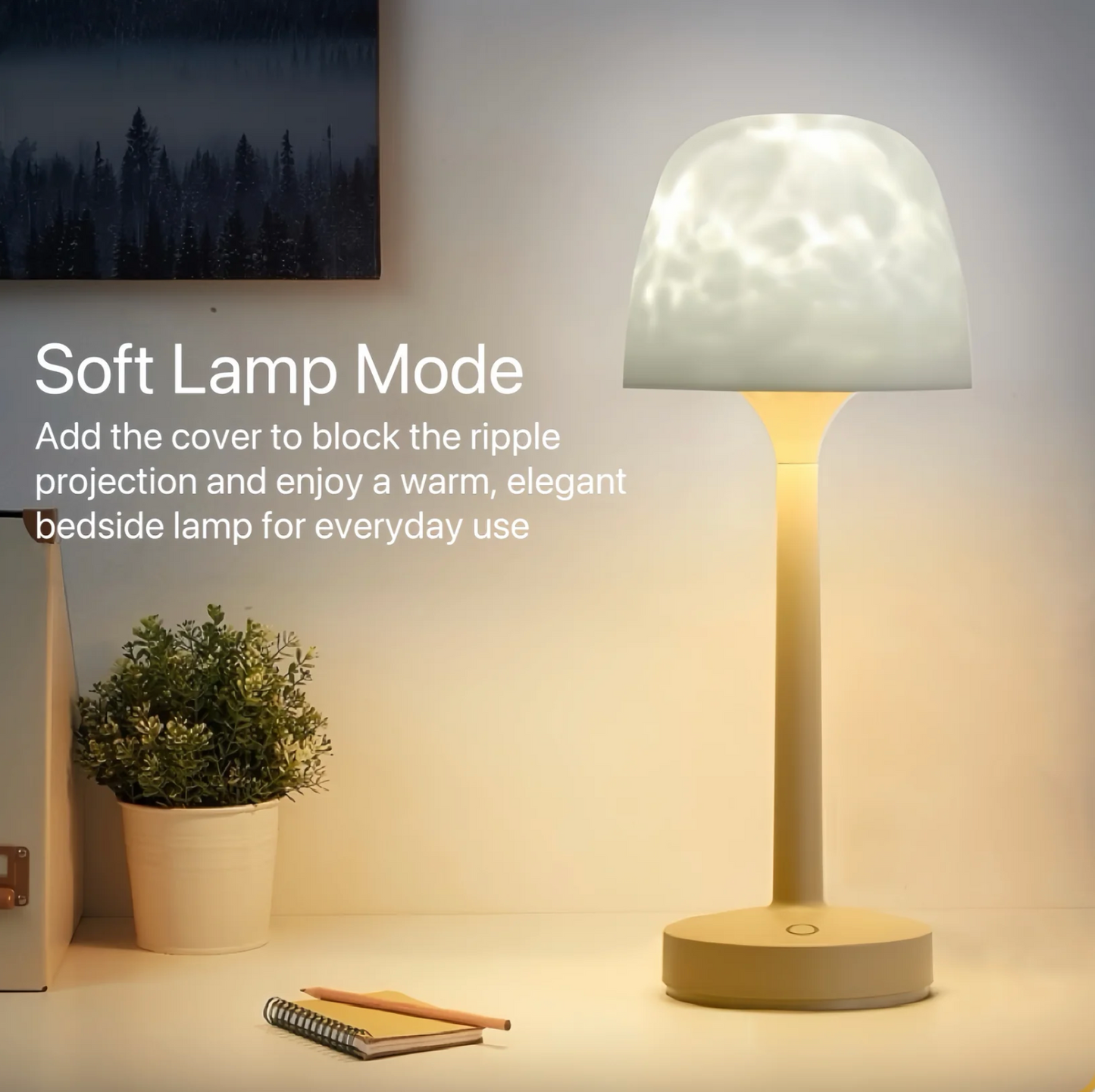 Cordless Water Ripple Projection Table Lamp, 16 Colors, view 7