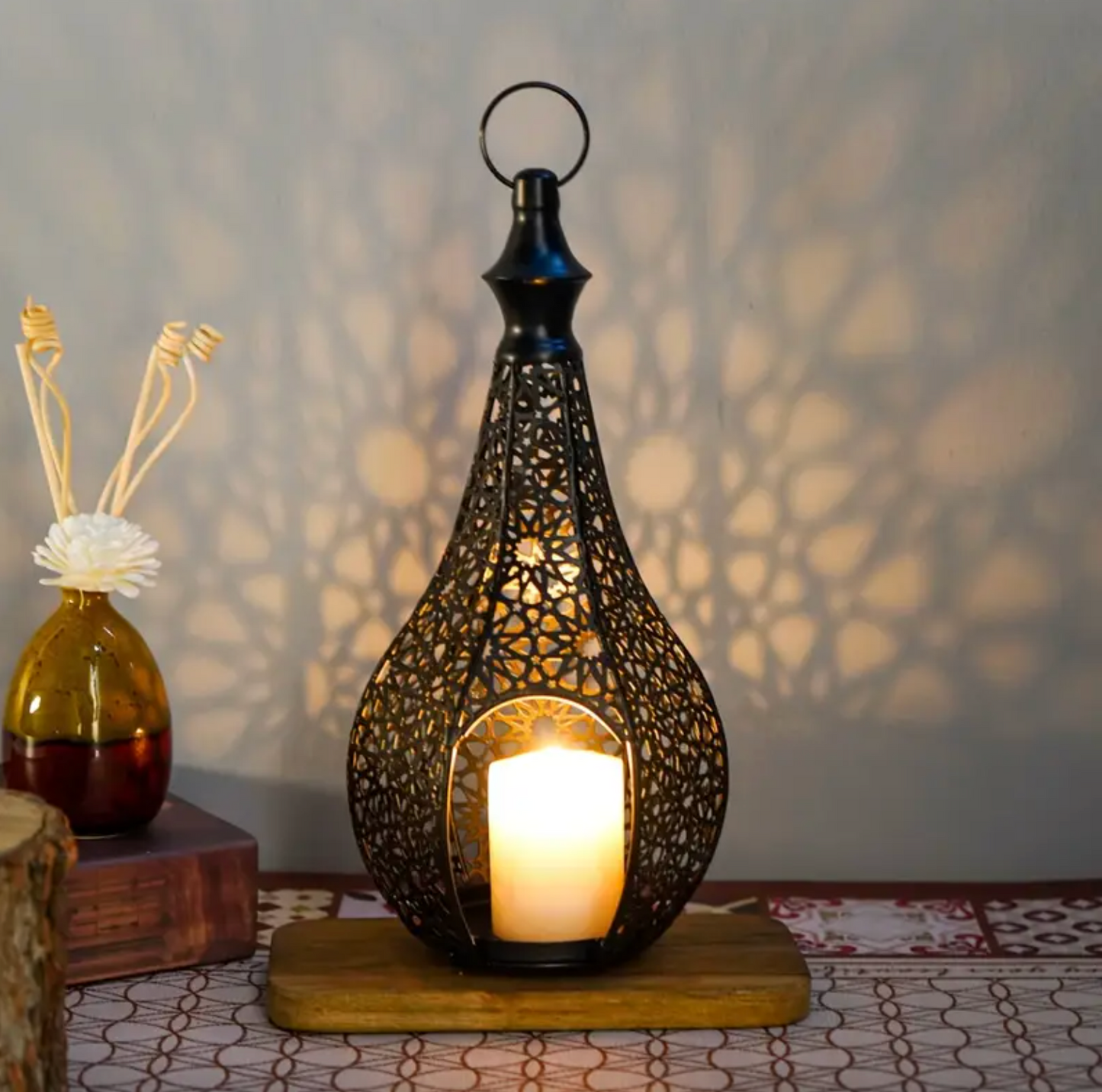 Moroccan Style Cut Metal Candle Lantern, view 9