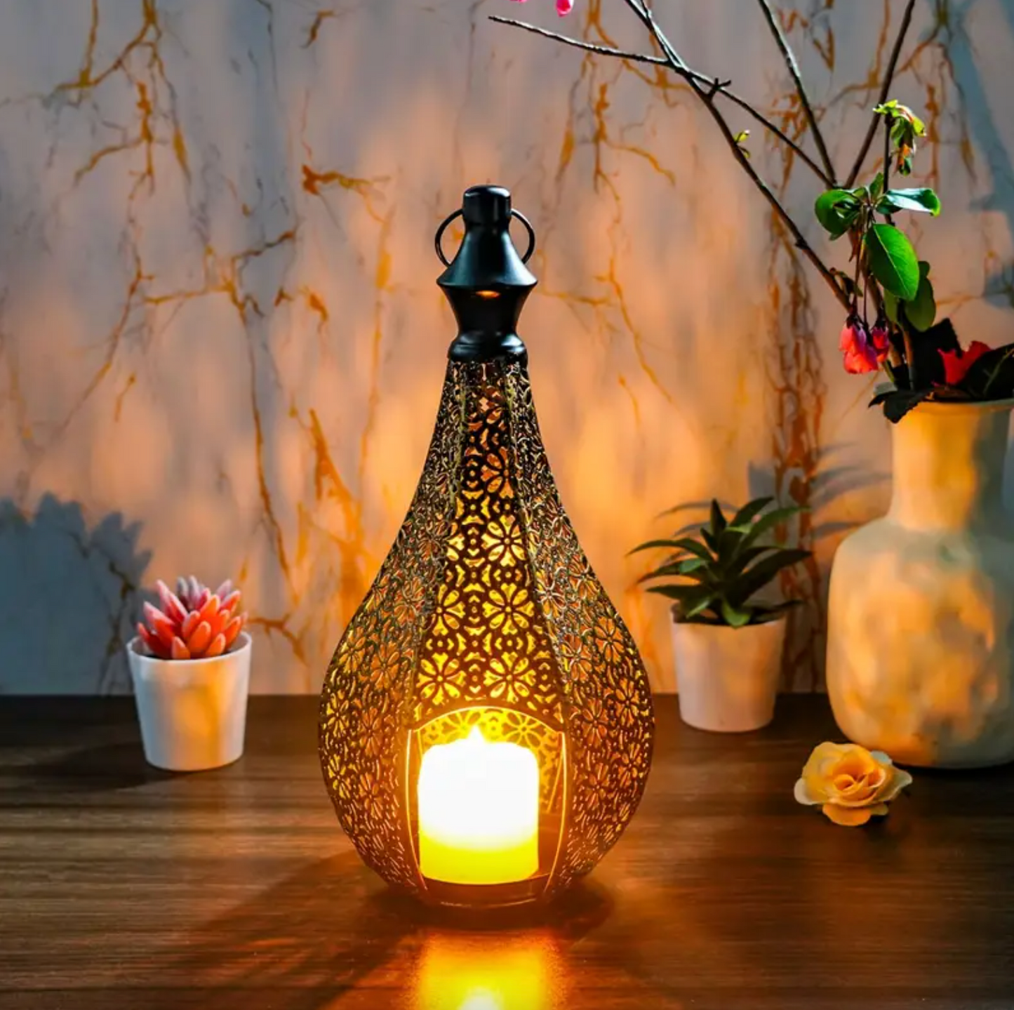 Moroccan Style Cut Metal Candle Lantern, view 10