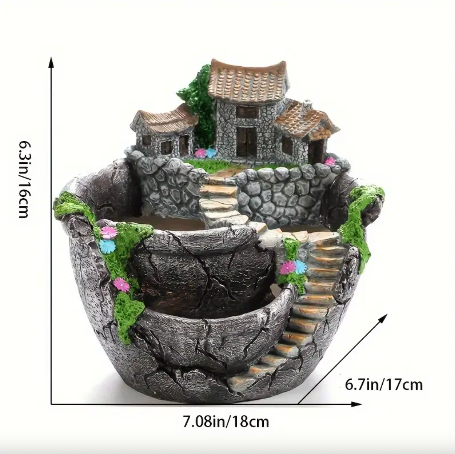 Three Tier Castle Courtyard Planter for Succulents, view 8