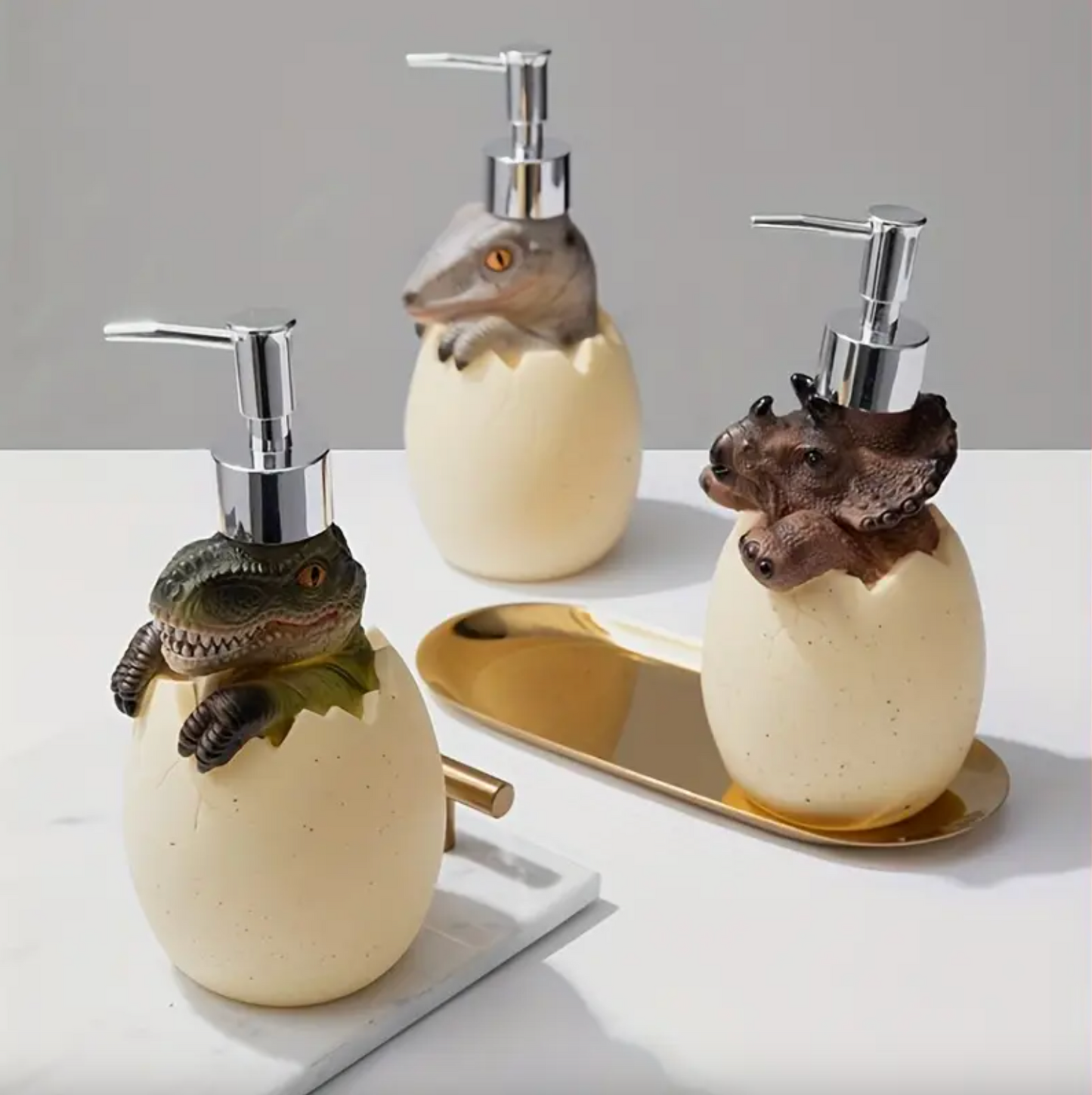 Dinosaur Hatchling Soap Dispenser in Cast Resin, view 3