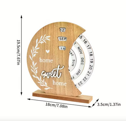 Wooden Perpetual Desk Calendar, Crescent Shape, view 6