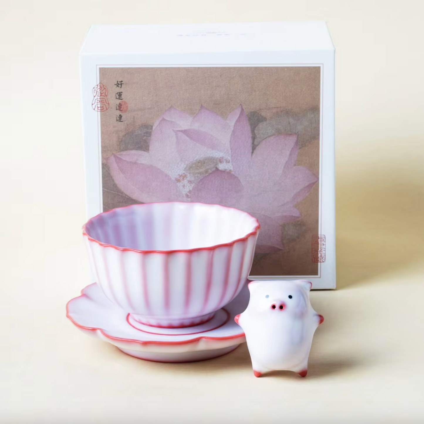 Bubble Blowing Pig Ceramic Tea Cups, Set of Two, view 5