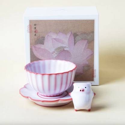 Bubble Blowing Pig Ceramic Tea Cups, Set of Two, view 5