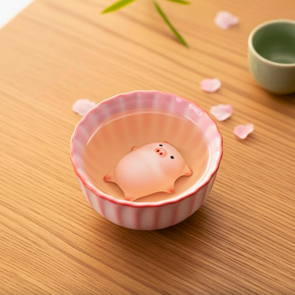 Bubble Blowing Pig Ceramic Tea Cups, Set of Two, view 3