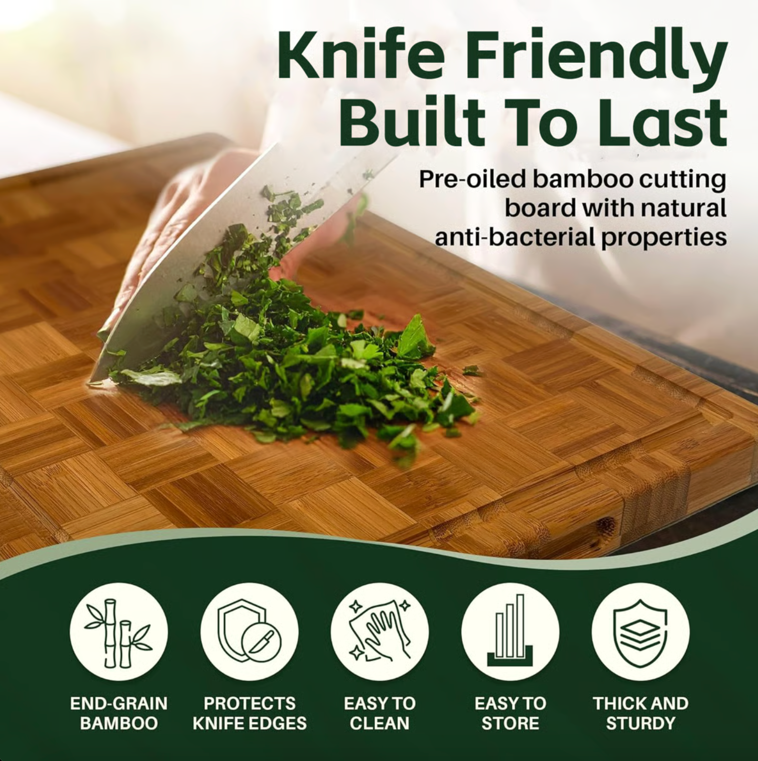 Bamboo Cutting Board Set of 3 with Stand and Oil, view 4