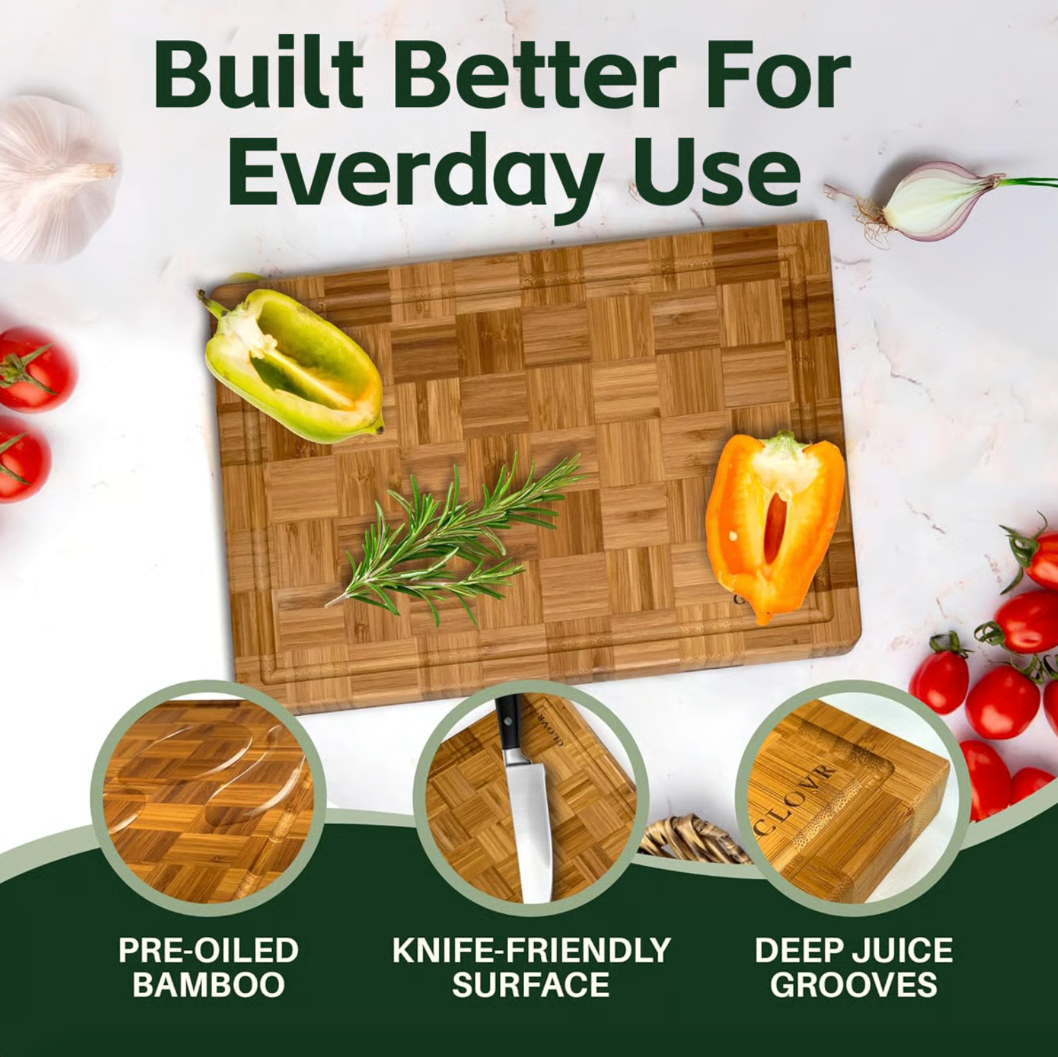 Bamboo Cutting Board Set of 3 with Stand and Oil, view 3