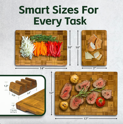 Bamboo Cutting Board Set of 3 with Stand and Oil, view 6