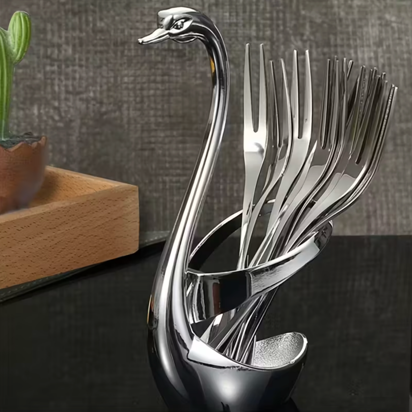 Swan Shaped Stainless Steel Cutlery Holder, view 4