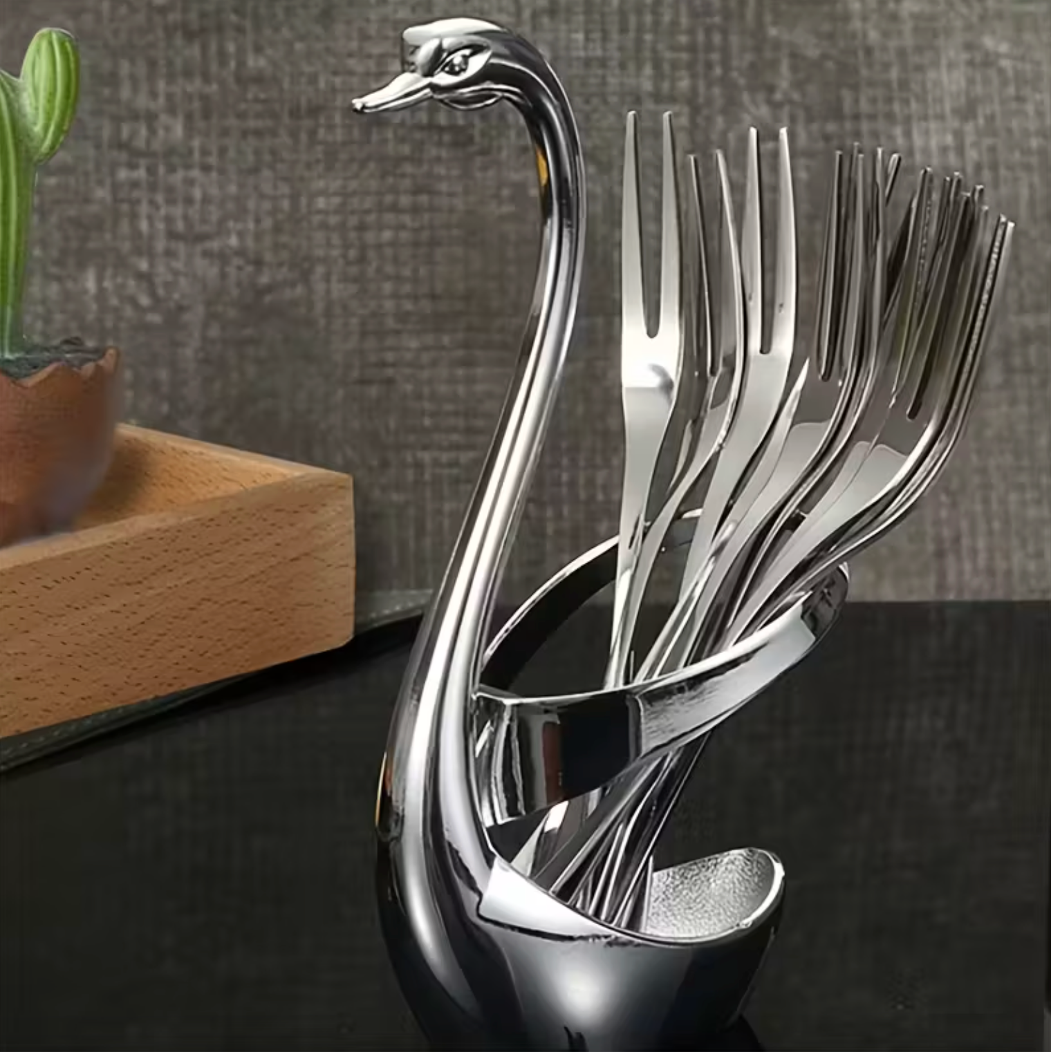 Swan Shaped Stainless Steel Cutlery Holder, view 4