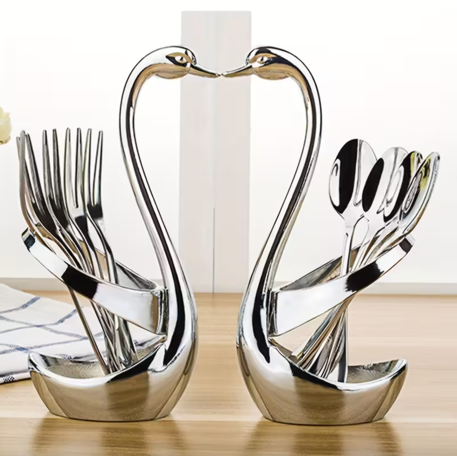 Swan Shaped Stainless Steel Cutlery Holder