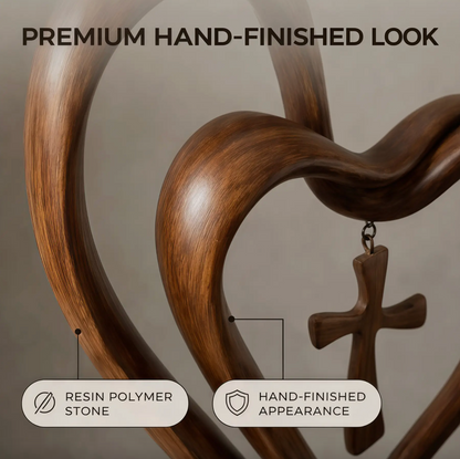 Entwined Heart and Cross Sculpture for a Wedding Gift, view 14