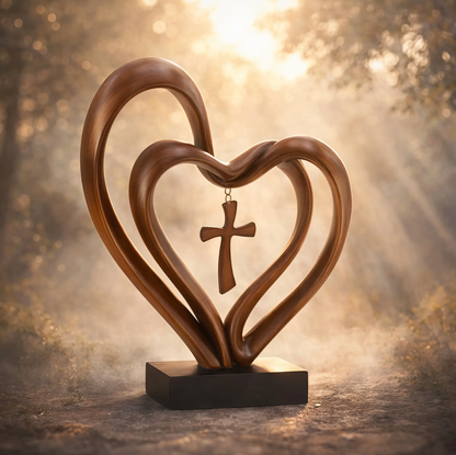 Entwined Heart and Cross Sculpture for a Wedding Gift, view 6